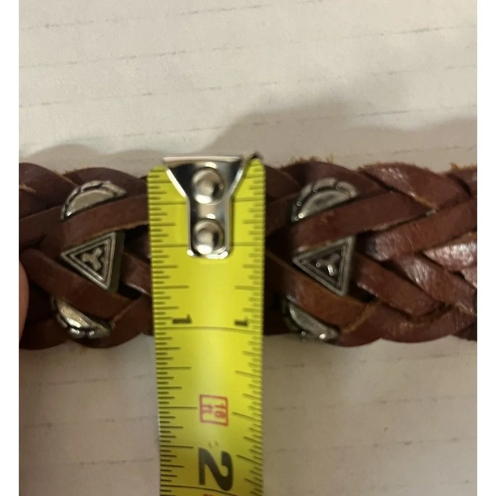 Unbranded Braided Leather Belt Women OS Brown Western Studded Woven‎